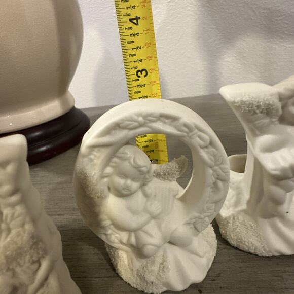 Vintage Candle Holders JOY Ceramic Cherub Angel‎ Christmas Holiday set of 3 - Picture 11 of 11